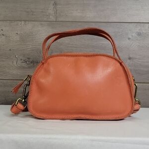 Madewell for Anthropologie Orange Leather Top Handle Crossbody Satchel Bag